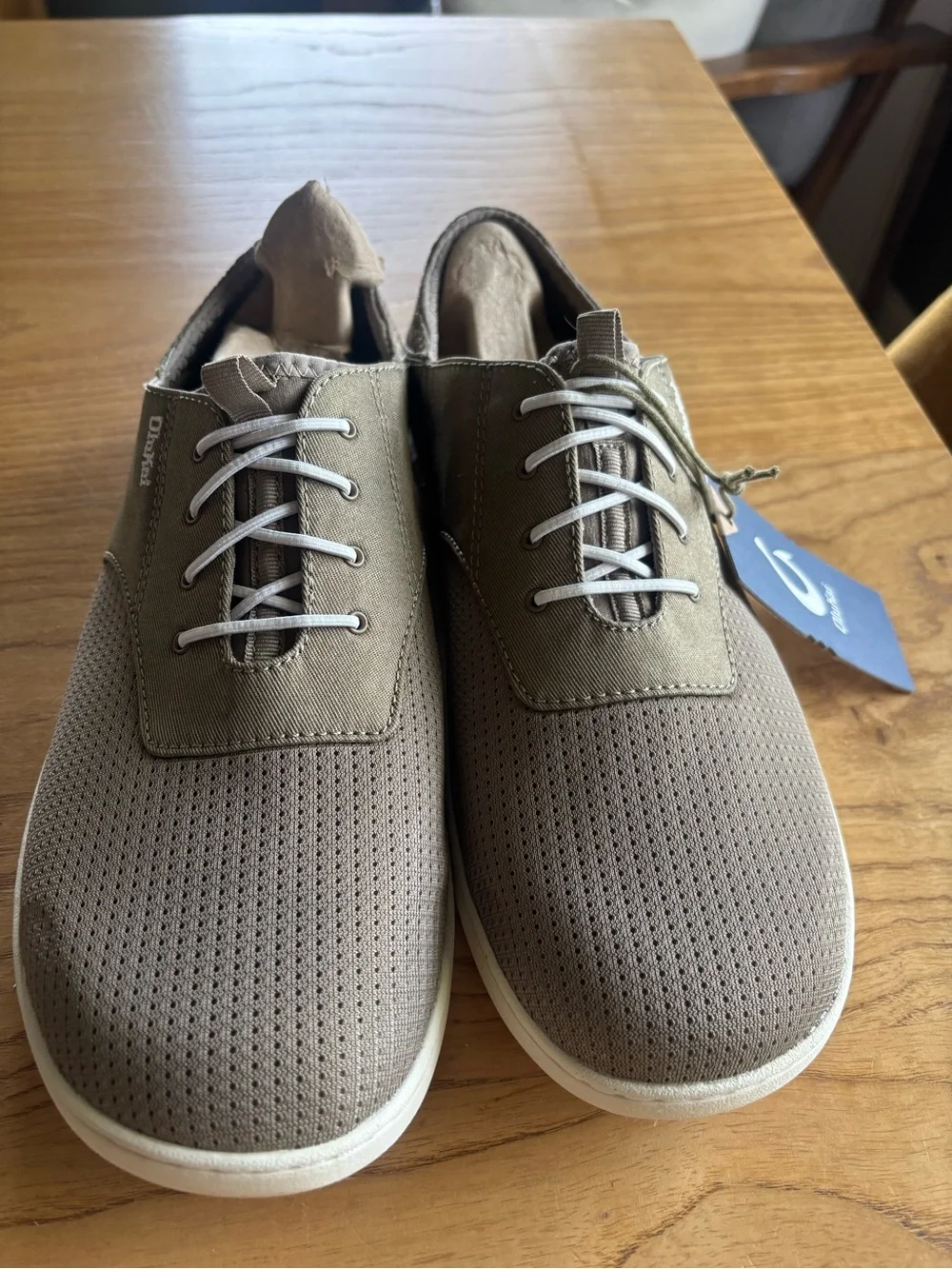 NWT - OluKai Men's Nohea Moku Olive Green Perforated Canvas Lace-Up